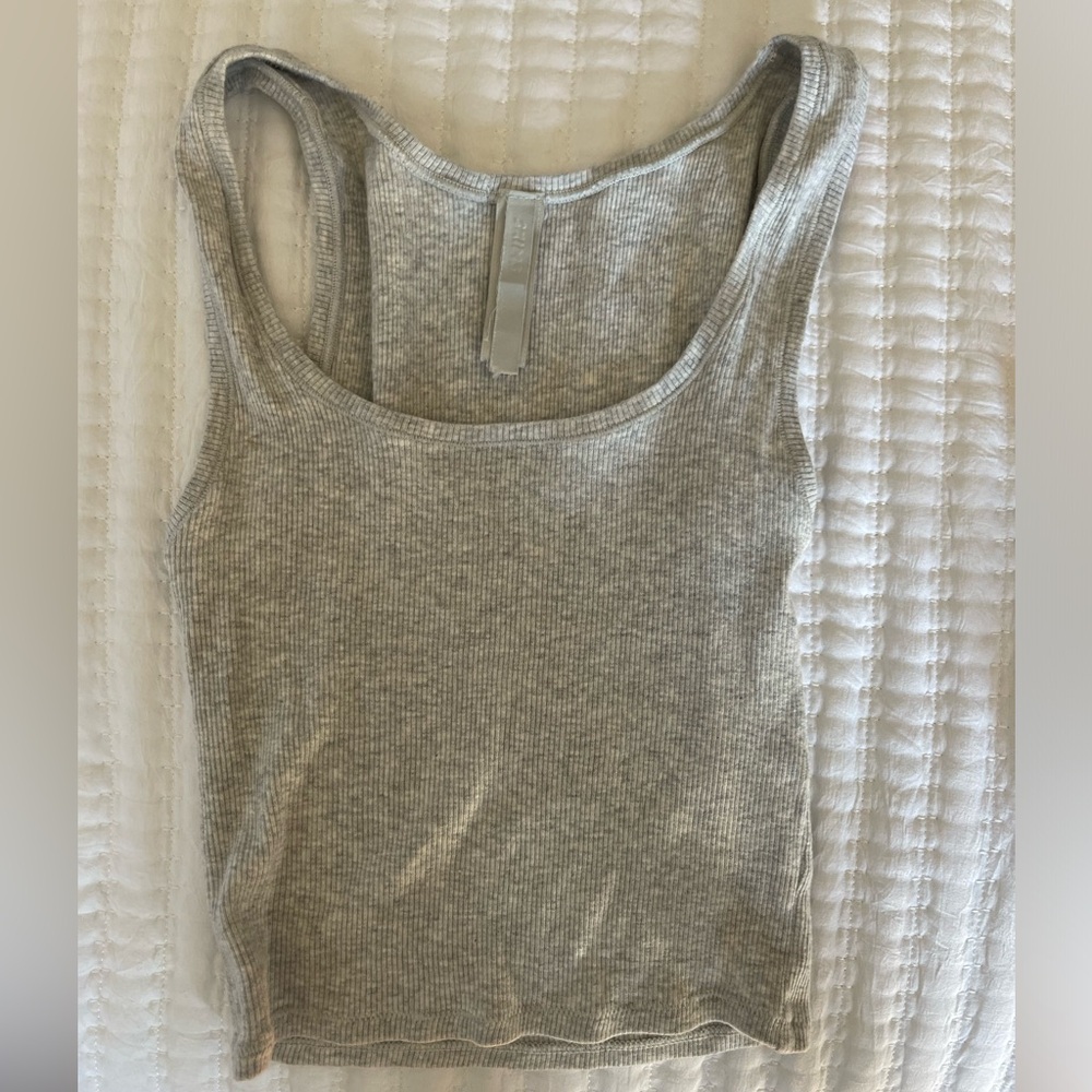 Skims Cotton Rib Tank in Heather Gray